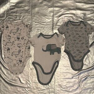 Gray and White One Piece Bodysuits with Charming Patterns
